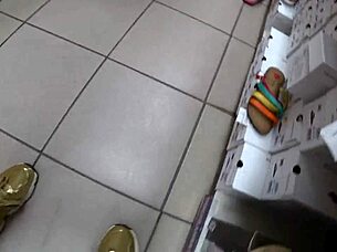 Peeping Gorgeous Russian Ass Legs Nylon Pantyhose Shoe Store Voyeur