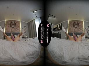 Sarah Kay masturbates with glass dildo in red lingerie VR 🔥🔥