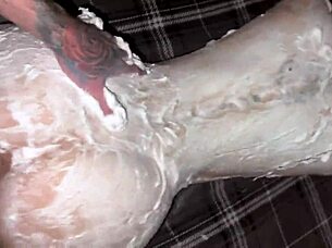 foamy soapy ass meets huge shaft