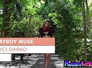 athletic natural blonde kayci darko poses nude outdoors