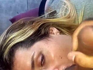 Blonde latina wakes to homemade black cock blowjob loving