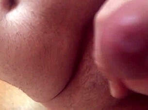 stroking my huge monster cock hard