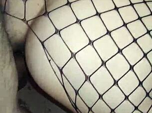 couple enjoys pov anal tight ass mesh bodysuit milf