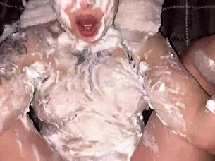 foamy soapy ass meets huge shaft