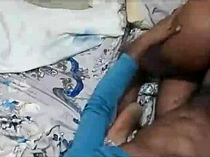 curvy ebony babe shakes big ass while getting bedroom spanking kiss