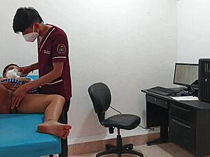 pervy doc pounds horny teen patient's pussy