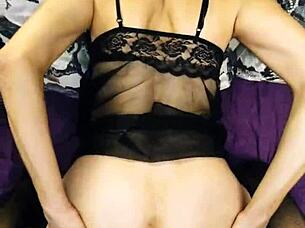 Skinny milf wife tight ass homemade anal rough monster cock pov lingerie