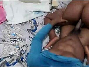 curvy ebony babe shakes big ass while getting bedroom spanking kiss