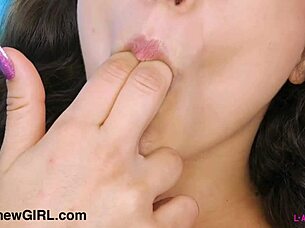 Wanna see this elegant brunette model's petite body fully exposed?