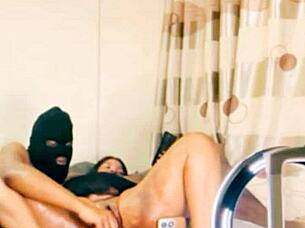 Squirting Repeatedly on His Thick Cock in Hidden Room