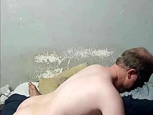 Hubby sneaks quick pussy fuck maid loves small white cock