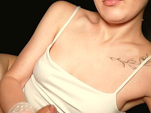 pov satin gloves handjob hairy tease! 🧤😍