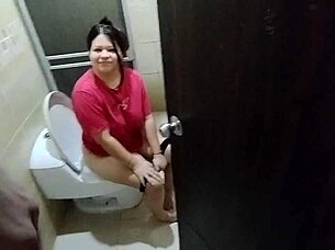 spied curvy latina in bathroom forcing big ass fuck!
