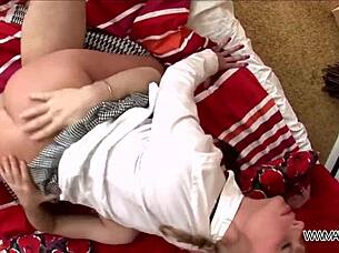 pigtailed petite 18+ blonde wrecked by older man's monster cock