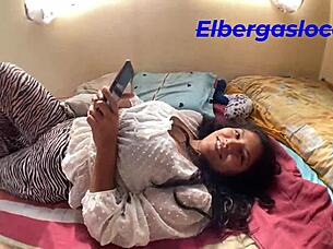 Flirty curvy teen snaps risky pics sparking wild creampie dorm passion