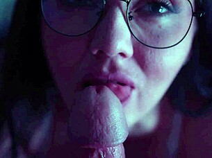 lewd brunette milf chokes on sloppy deepthroat cumshot from her man