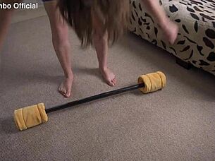 spongebob parody rips athletic gym shorts exposing tight ass