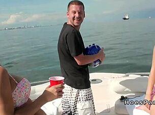 Wild foursome orgy rocks the boat with deepthroat and group pounding