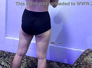 christmas day curvy japanese wife big ass thong panties bed workout with natural tits