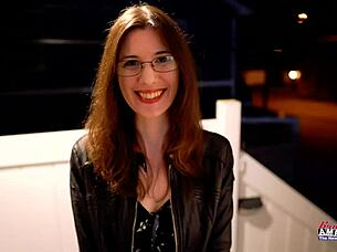 Nerdy hazel o'connor fingers pussy deep then bj's