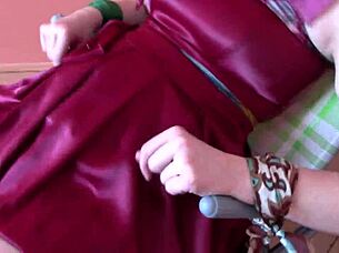 blindfolded milf gets casually tied up with scarf bondage