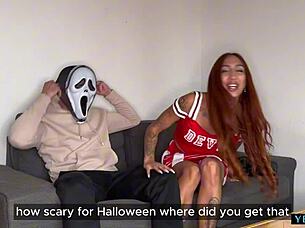 hey girl, call your friend over to suck his huge cock after the game