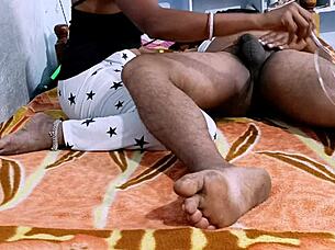 desihotcouple's sexy indian wife delivers sloppy handjob footjob blowjob 😩