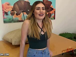 veronica valentine fingers her wet pussy with cute braces