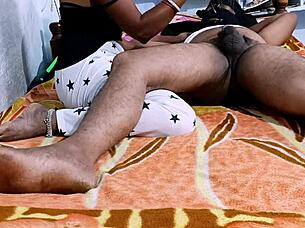 desihotcouple's sexy indian wife delivers sloppy handjob footjob blowjob 😩