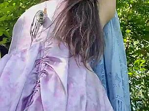 Petite Exotic Teases Sundress Outdoors Session Two