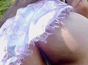 Petite Exotic Teases Sundress Outdoors Session Two