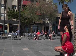 curvy euro babe struts streets flashing her petite body