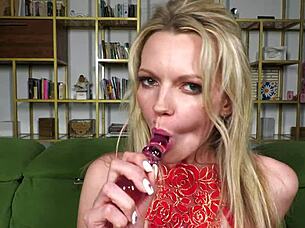 sexy milf mia spark swallows natural cum in mouth closeup