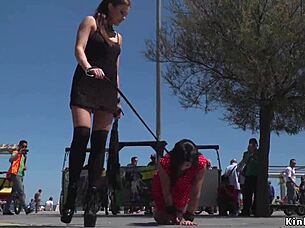 curvy euro babe struts streets flashing her petite body