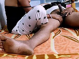 desihotcouple's sexy indian wife delivers sloppy handjob footjob blowjob 😩