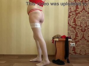 a pregnant milf models nylon stockings for foot fetish fun