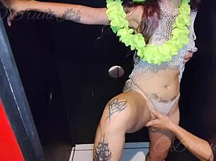 Argentinian blonde sucks me dry at gloryhole cum mouth