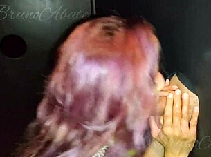 Argentinian blonde sucks me dry at gloryhole cum mouth