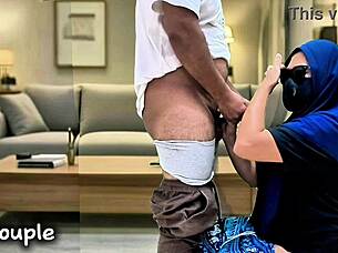 Indonesian babe sucks dick swallows cum homemade blowjob