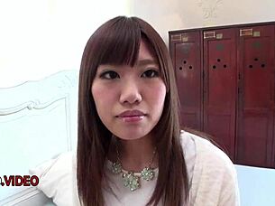 hardcore asian teen chisa hoshino fingers shaved pussy while sucking cock deep