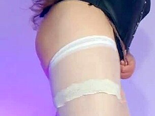 BAR OWNER MIMICS MAID, MASTURBATES IN SHEER PANTIES!