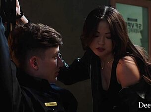 lulu chu dominates handcuffed young cop deep anal spooning