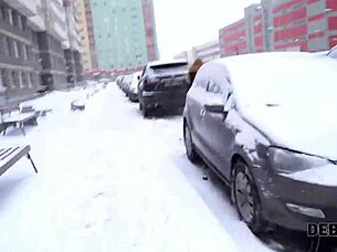 debt collector lovin adorable redhead's tender mouth shaved pussy pov