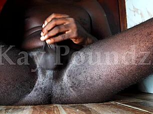 hairy guy moans jerking huge cock after work