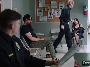 lulu chu dominates handcuffed young cop deep anal spooning