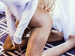 Blonde teen fuck doll hits orgasm in wild sex fantasy play