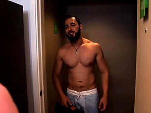 sneaky latina milf flashes big natural tits and pussy for neighbor's cock