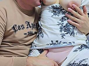 Nearly caught sucking puffy nipples fingering juicy wet pussy