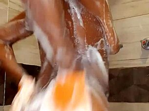 SEXY WHORE STRIPS HORNY WET PUSSY MASTURBATES WITH DILDO TO MAKE YOU CUM