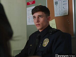 lulu chu dominates handcuffed young cop deep anal spooning